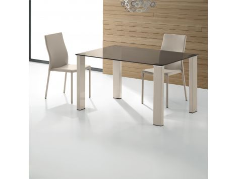 Mesa Yalp II c/ pés lacados alto brilho bege