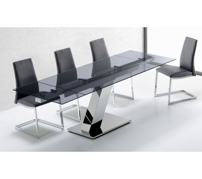Table Avaj Retnec w/ glass smoked grey