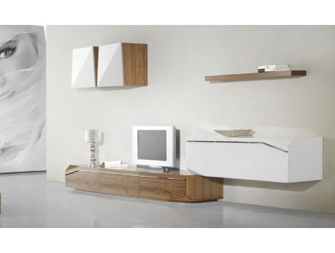 Base + movel suspenso + prateleira + 2 Cubos lacados alto brilho Hala