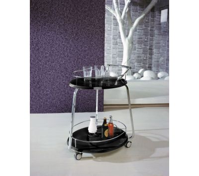 Carrinho de chá redondo lacado alto brilho preto