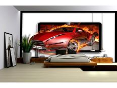 Photomural Red sporty car 