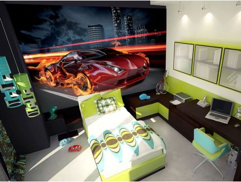 Photomural Car in Flames