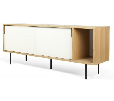 Sideboard oak+pure white+black metal Dann