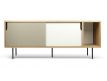 Sideboard oak+gray matte+pure white+black metal Dann