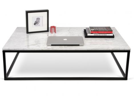 Coffee top white marble + black metal base Table Eiriarp I