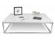 Mesa de centro tampo mármore branco + base metal cromado Eiriarp I