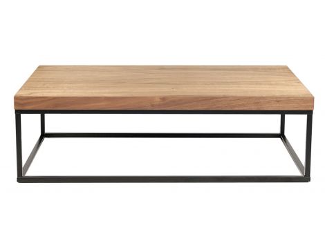 Mesa de centro centro tampo nogueira + base metal preto Eiriarp II