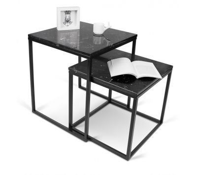 Side table top black marble + black metal base Eiriarp III