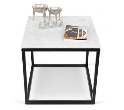 Side tables top white marble + black metal base Eiriarp IV