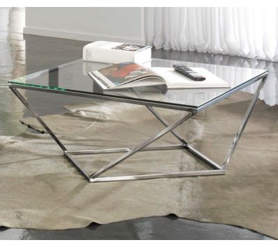 Mesa de centro quadrada em inox