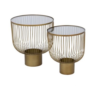 CONJUNTO MESAS DE APOIO ORO